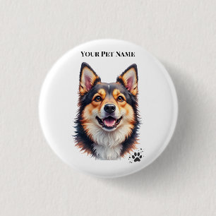 Pet’s Simple Modern Name & Photo Custom Design 1 Inch Round Button