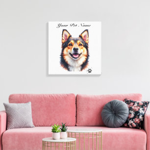 Pet’s Simple Modern Name & Photo Custom Design Canvas Print