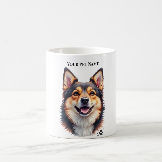 Pet’s Simple Modern Name & Photo Custom Design Coffee Mug (Center)