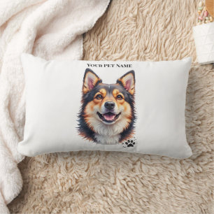 Pet’s Simple Modern Name & Photo Custom Design Lumbar Pillow