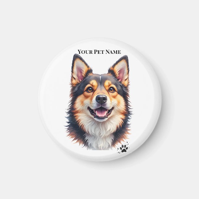 Pet’s Simple Modern Name & Photo Custom Design Magnet (Front)