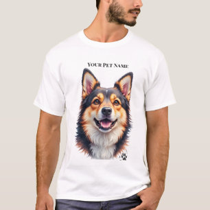 Pet’s Simple Modern Name & Photo Custom Design T-Shirt