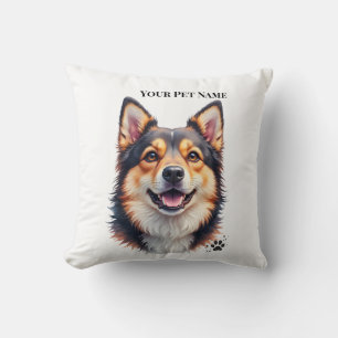 Pet’s Simple Modern Name & Photo Custom Design Throw Pillow