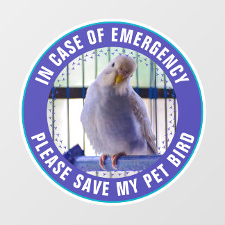 Pet Safety Alert Custom Bird Photo First Responder Window Cling