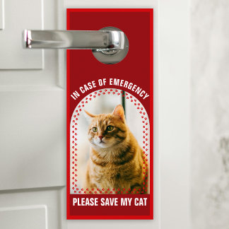 Pet Safety Alert Custom Cat Photo First Responder Door Hanger