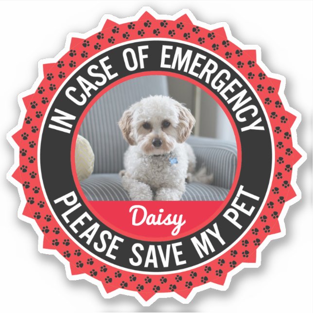 Pet Safety Alert Custom-Cut Vinyl Sticker (Front)