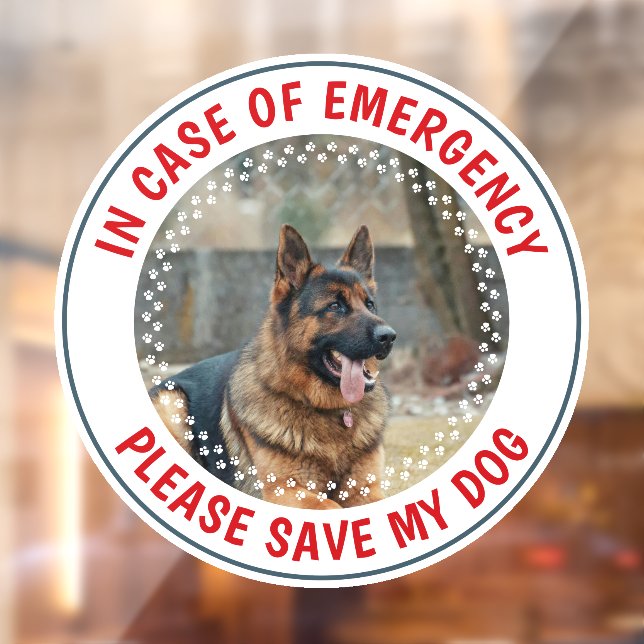 Pet Safety Alert Custom Dog Photo First Responder Window Cling (Sheet 2)