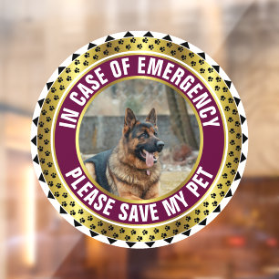 Pet Safety Alert Custom First Responder Photo Window Cling