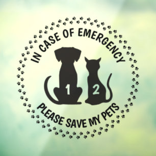 Pet Safety Alert Custom First Responder Save Pets Window Cling