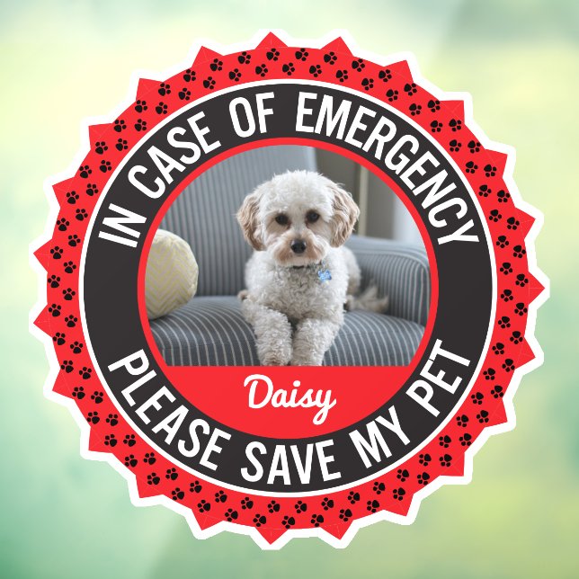 Pet Safety Alert Custom First Responder Window Cling (Sheet 3)