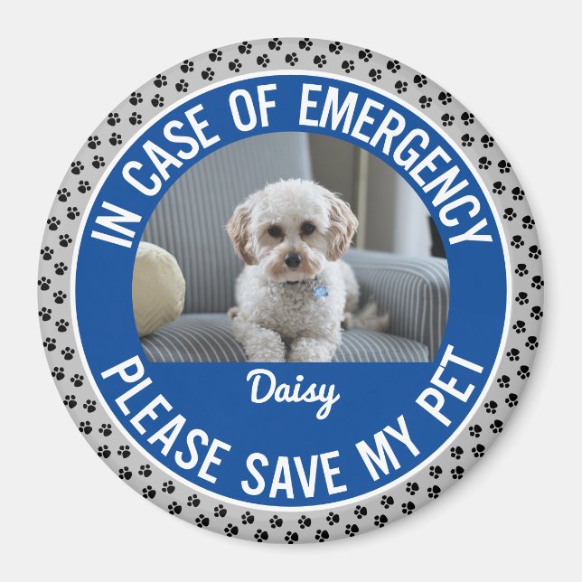 Pet Safety Alert Photo & Name Emergency Responder Magnet (Front)