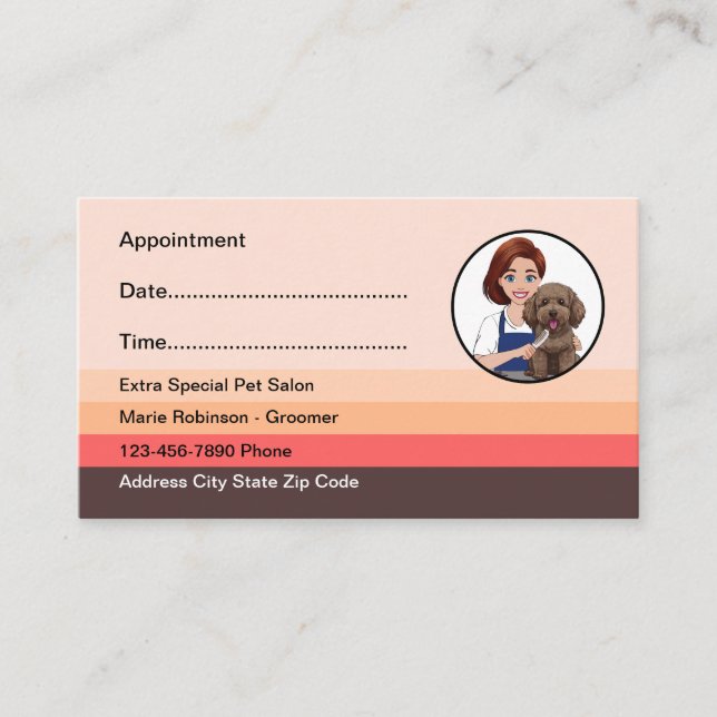 Pet Salon Trendy Simple Appointment Businesscards (Front)
