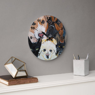 Pet Selfie Painting by Alfred Fox Large Clock