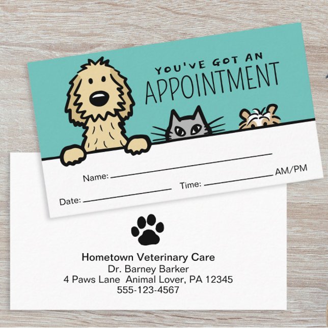 Pet Service Dog Cat Guinea Pig Funny Appointment Business Card (Creator Uploaded)