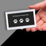 Pet Service Modern Design Business Card Holder<br><div class="desc">Modern pet service business card case design in a simple modern template you can customize online. Designed with paw print graphics and space for your company name.</div>