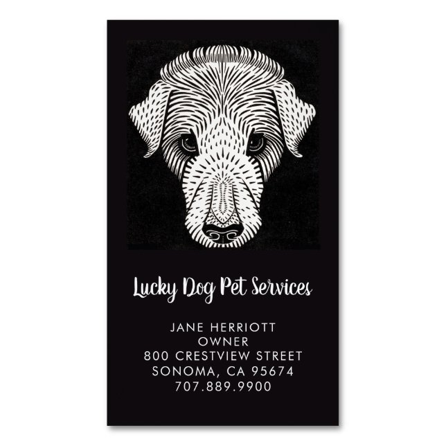 Pet Services Dog Walker Groomer Daycare Business  Magnetic Business Card (Front Vertical)