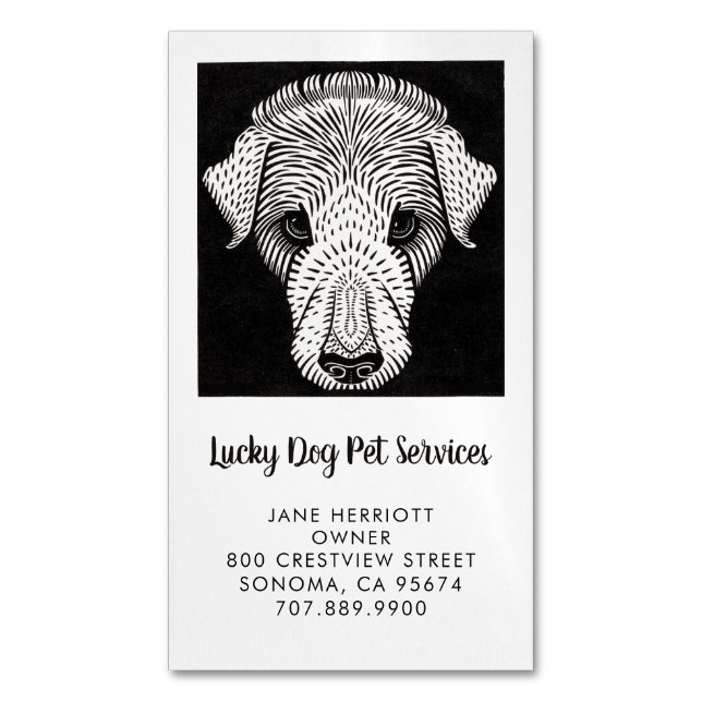 Pet Services Dog Walker Groomer Daycare  Magnetic Business Card (Front Vertical)