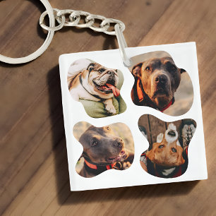 Pet Simple Modern Playful Four Photo Keychain