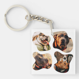 Pet Simple Modern Playful Four Photo Keychain