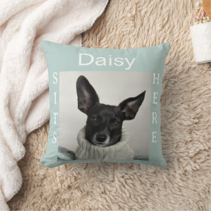 Pet Sits Here Custom Photo Throw Pillow