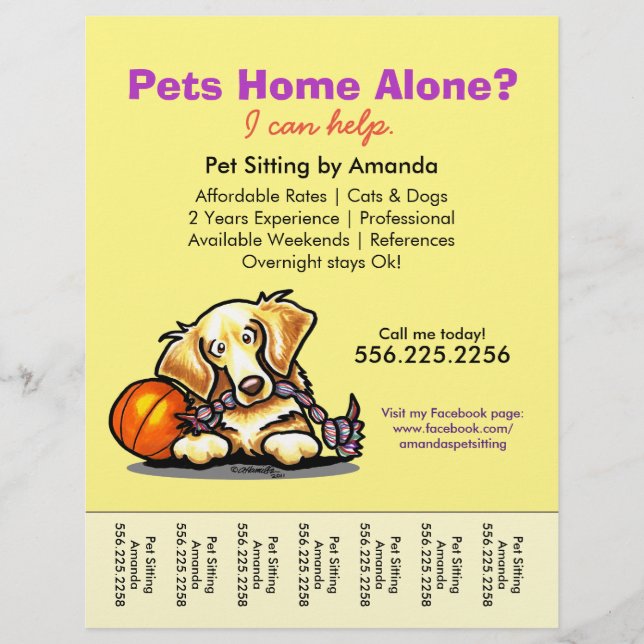 Pet Sitter Ad Golden Retriever Tear Sheet (Front)