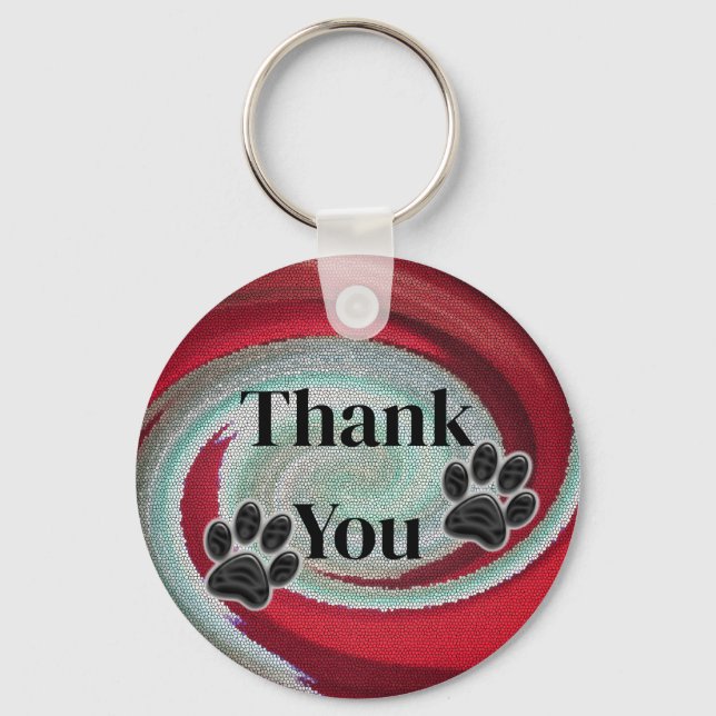 Pet Sitter Appreciation Dog Walker Red Swirl Keychain (Front)
