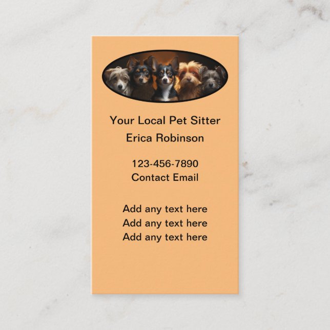 Pet Sitter Best Vertical Business Cards (Front)