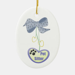 Pet Sitter (blue dangle) Ceramic Ornament