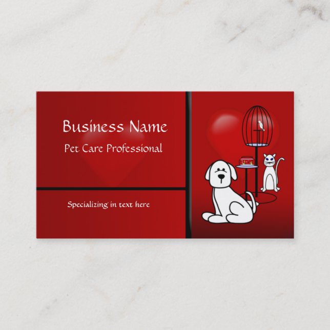 Pet Sitter Boarding Business Hearts Carte de visit (Devant)