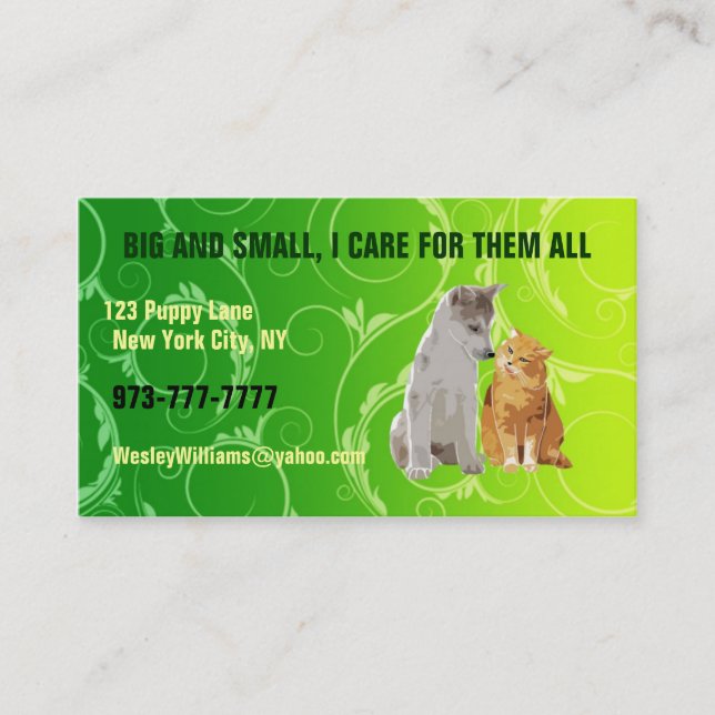 Pet sitter business cards (Front)