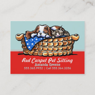 Pet Sitter Care Business CKCS w/ Cat Cherry Business Card