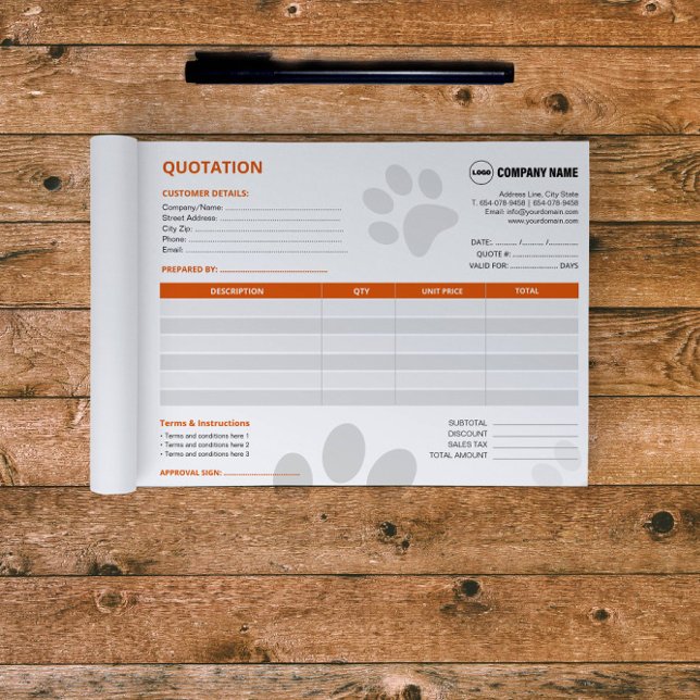 Pet Sitter Custom Quotation Notepad (Creator Uploaded)