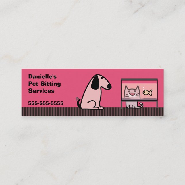 Pet Sitter Dog & Cat Mini Business Card (Front)