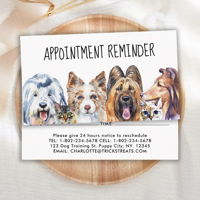 Pet Sitter Dog Trainer Cat Dog Groomer Reminder  Appointment Card (Creator Uploaded)