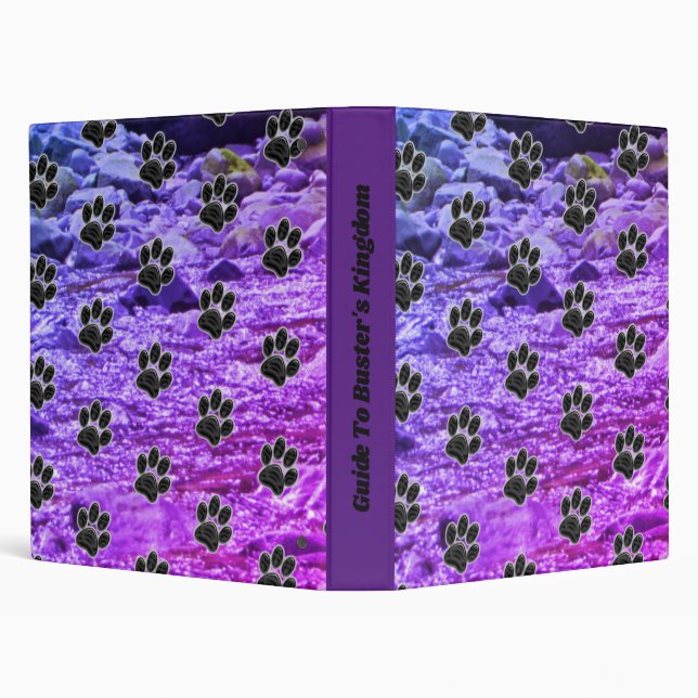 Pet Sitter Dog Walker Black Puppy Paw Print Binder (Background)