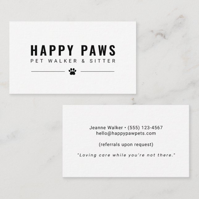 Pet Sitter & Dog Walker Business Card (Front/Back)