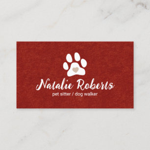 Pet Sitter Dog Walker Cute Paw Heart Velvet Business Card