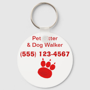 Pet Sitter & Dog Walker Paw Print Keychain