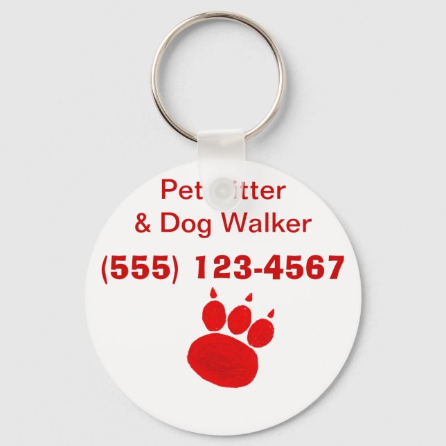 Pet Sitter & Dog Walker Paw Print Keychain (Front)