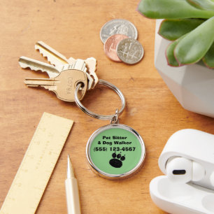 Pet Sitter & Dog Walker Paw Print Keychain