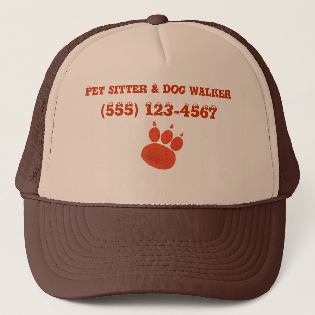 Pet Sitter & Dog Walker Paw Print Trucker Hat (Front)
