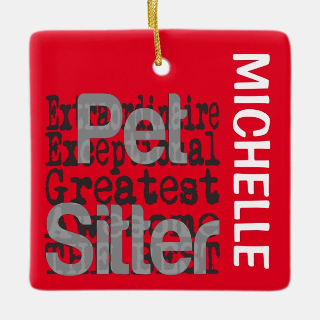 Pet Sitter Extraordinaire CUSTOM Ceramic Ornament (Front)