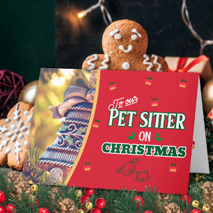 Pet Sitter on Christmas Paws Cat and Dog Holiday  Card