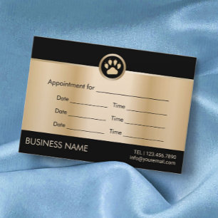 Pet Sitter Pet Salon Gold Paw Logo Appointment Card