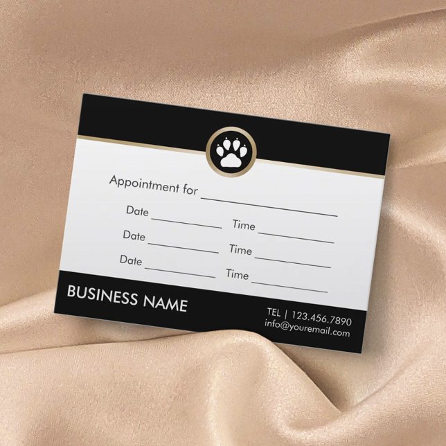 Pet Sitter Pet Salon Modern Paw Logo Appointment Card (Creator Uploaded)
