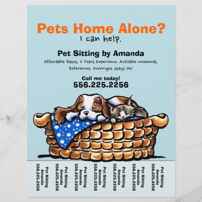 Pet Sitter Sitting Personalized Tear Sheet (Front)