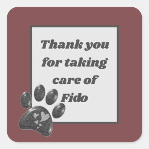 Pet Sitter Thank You Paw Print Dog Walker Square Sticker
