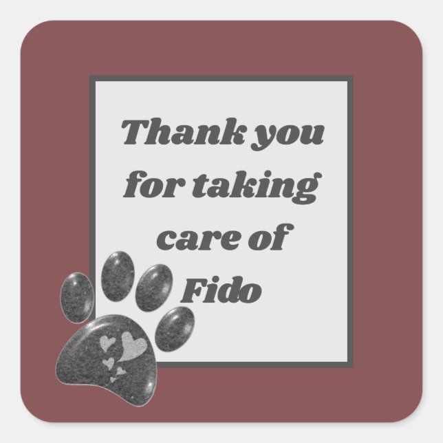 Pet Sitter Thank You Paw Print Dog Walker Square Sticker (Front)