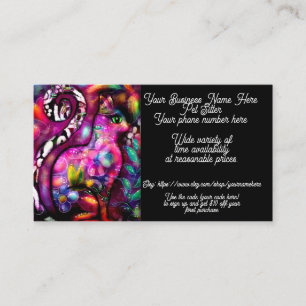 Pet Sitter Whimsical Abstract Floral Kitty Cat Business Card