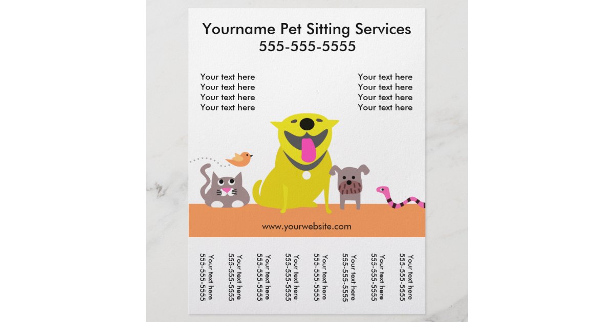 pet sitter s flyer with tags dog cat bird snake zazzle ca